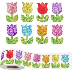 NIP Roll of 500pc Colorful Spring Glitter Tulip Stickers